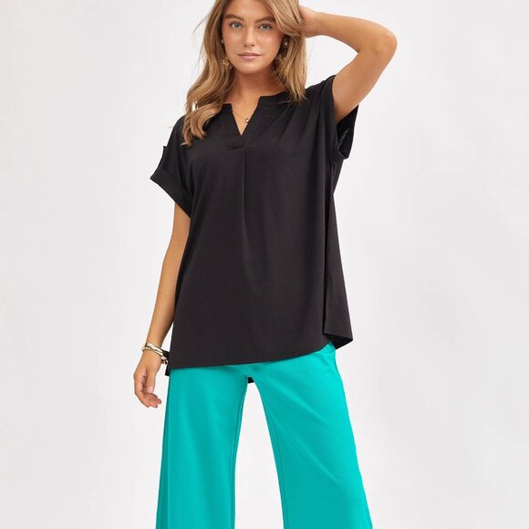Dear Scarlett Tops - Dear Scarlett Solid Soft Dolman Sleeve Top Black